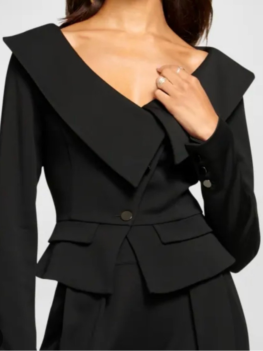 Ramy Brook Black Peplum Blazer with Wide Notch Collar NWT size 0